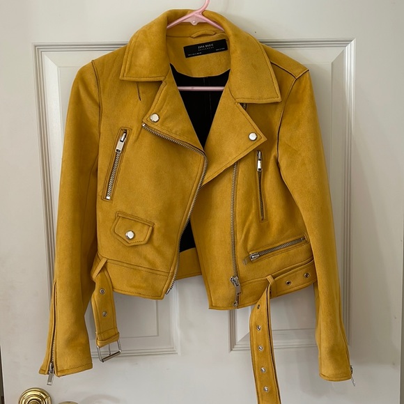 Zara Jackets & Coats Zara Mustard Suede Biker Jacket Poshmark